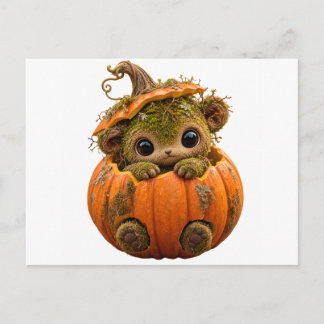 Cute Mossy Pumpkin Creature Postcard