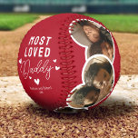 Cute Most Loved Daddy Fathers Day Photo Baseball<br><div class="desc">Show dad how much you love him this Father's day with the most thoughtful and meaningful gift. The Keepsake Fathers Day Baseball features a modern red background that can be changed to any colour – giving you the chance to make it truly unique for him. It also includes five heart-shaped...</div>