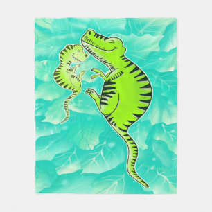 Cute Mother and Baby T-Rex Sleeping Dinosaur Fleece Blanket