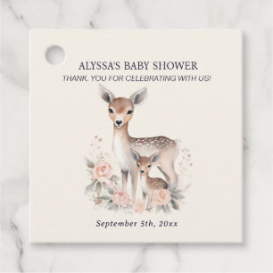 Cute Mother Baby Deer Baby Girl Shower Favour Tags