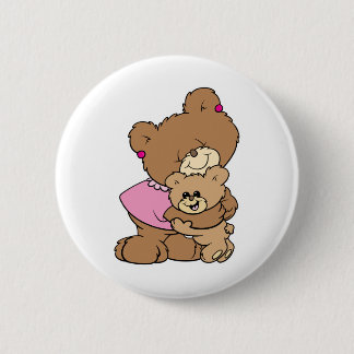 cute mother bear hugging baby bear design 2 inch round button