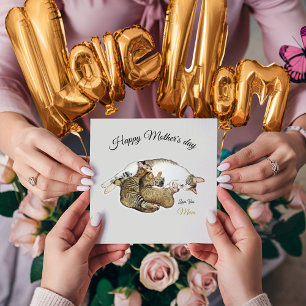 Cute Mother cat and kittens custom CARD