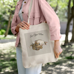 Cute Mother cat and kittens custom Tote Bag