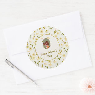 Cute Mother & Child Illustration Mother's Day Classic Round Sticker