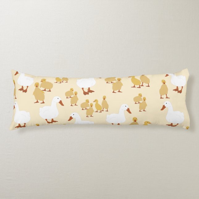 Cute Mother Duck & Baby Duckling Pattern Body Pillow (Front)