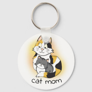 Cute Mother with Kitten Cat Mom Keychain