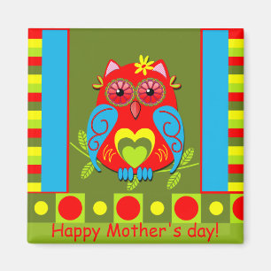 Cute Mother's day magnet with Owl