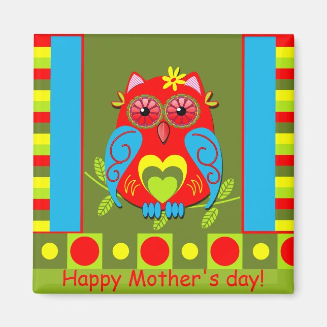 Cute Mother's day magnet with Owl (Front)