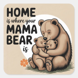 Cute Mothers Day Mama Bear Square Sticker