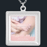 Cute Mothers Day Photo Pink Polka Dots Cut Outs Silver Plated Necklace<br><div class="desc">Cute Mothers day photo necklaces, by red_dress, featuring the word "mommy" (cutout) against a custom photo, printed on a white and pink polka dots pattern. Easily customize Mother's day photo presents with your own text (special date, baby's name... ) and favourite pictures. Sample photos used are for illustration purposes only....</div>