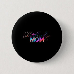 Cute Mother's Day Rainbow Skateboarding Mom 2 Inch Round Button
