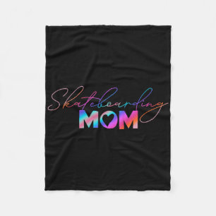 Cute Mother's Day Rainbow Skateboarding Mom Fleece Blanket