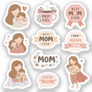 Cute Mother's Day Stickers | Best Mom Ever | Super