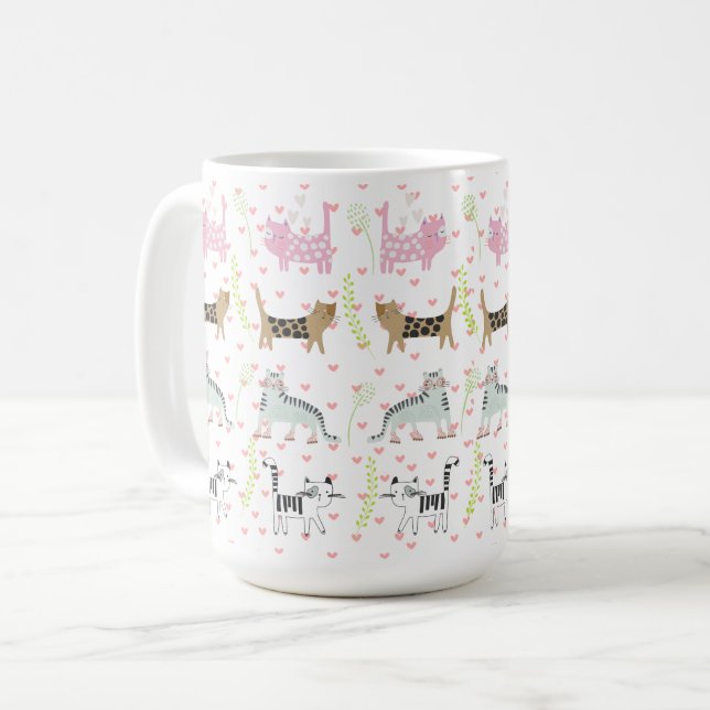 Cute Motif de chat #4 Mug de café (Devant gauche)
