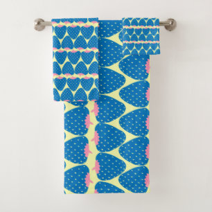 Cute Motif fraise rétro en bleu et rose