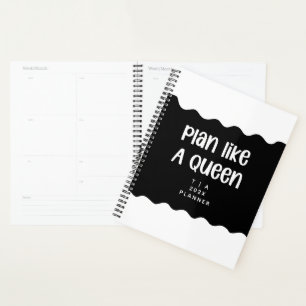 Cute Motivational Black and White Monogram Year Planner