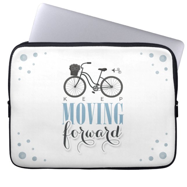 Cute Motivational Keep Moving Forward with Bicycle Laptop Sleeve (Front)