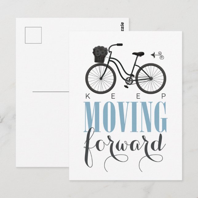 Cute Motivational Keep Moving Forward with Bicycle Postcard (Front/Back)