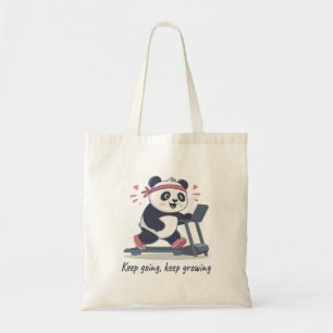 Cute Motivational Panda on Treadmill Tote Bag