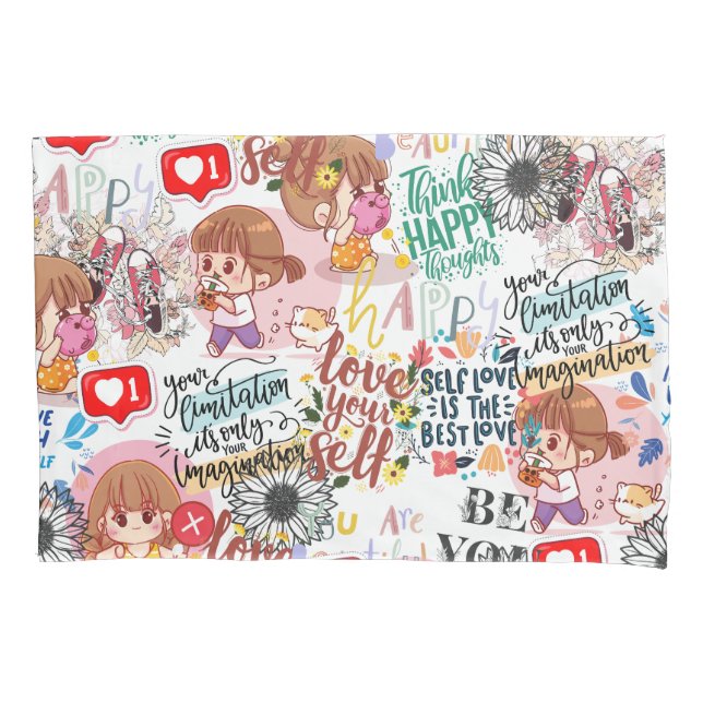 Cute Motivational – Positive Quote Kawaii  Pillowcase (Front)