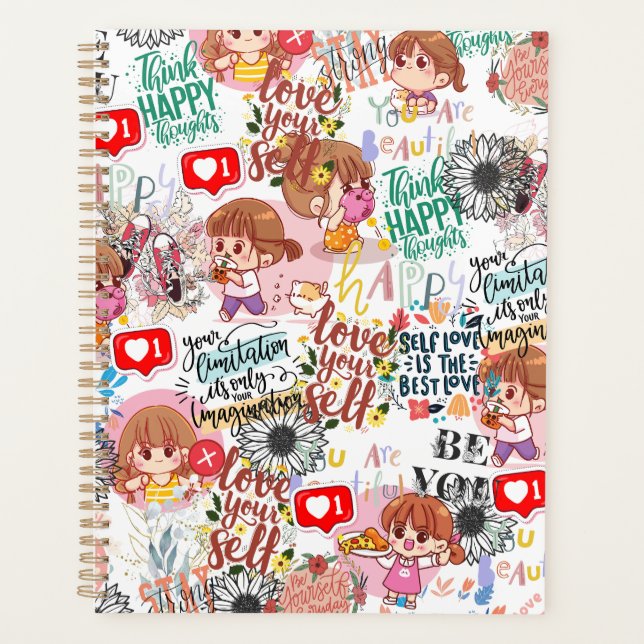 Cute Motivational – Positive Quote Kawaii  Planner (Front)