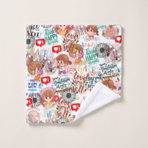 Cute Motivational – Positive Quote Kawaii  Wash Cloth