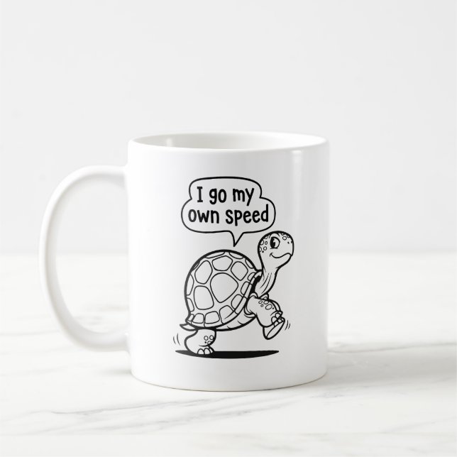 Cute Motivational Turtle Cartoon Coffee Mug (Left)