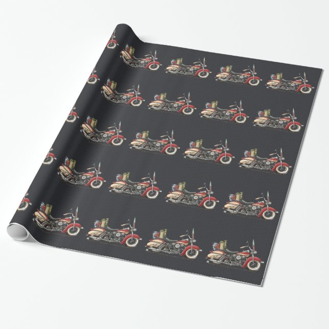 Cute Motorcycle Wrapping Paper (Unrolled)