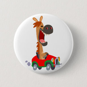 Cute Motorized Cartoon Horse Button Badge