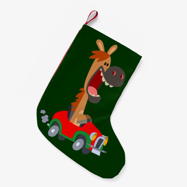 Cute Motorized Cartoon Horse Christmas Stocking (Front (Hanging))