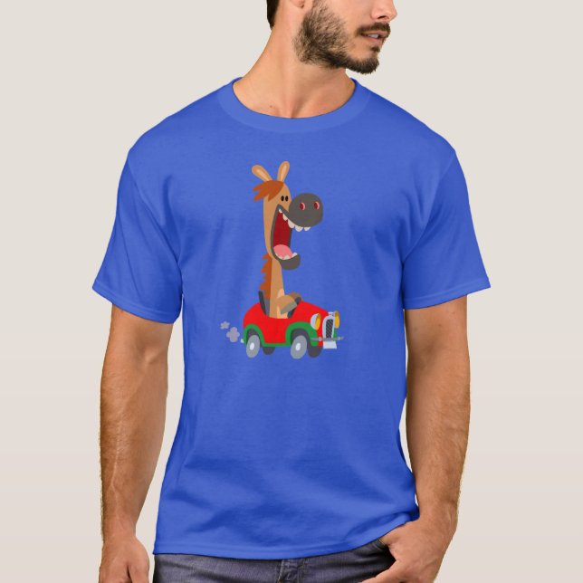 Cute Motorized Cartoon Horse T-Shirt (Front)