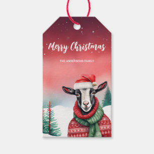  Cute Mountain goat Santa Christmas party Snow kid Gift Tags