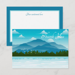 cute Mountain lake scene add sentiment Thank You Card
