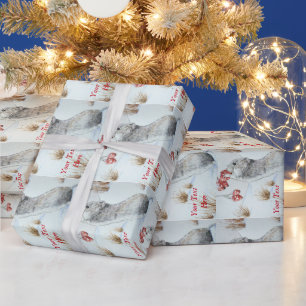 Cute mouse and red berries snow scene wildlife wrapping paper