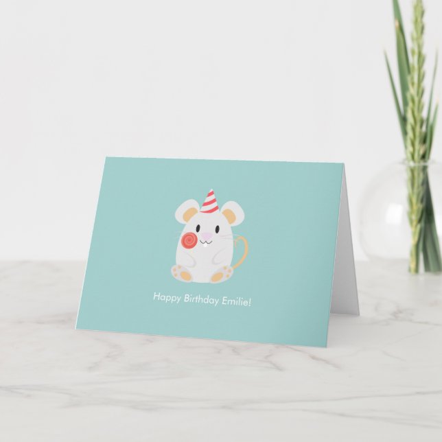 Cute Mouse Birthday Thank You Card (Front)