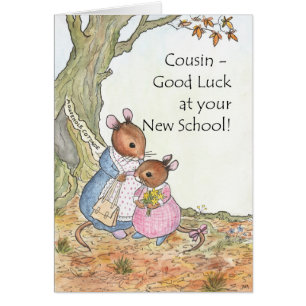 Cute Mouse Bonne chance Nouvelle école pour Cousin