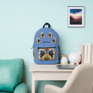 Cute mouse boy on his way to school, custom  printed backpack