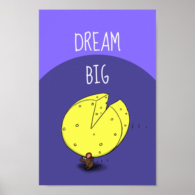 Cute mouse carrying cheese cartoon poster (Front)