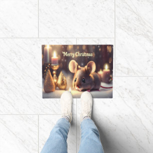 Cute mouse celebrates Christmas - Doormat