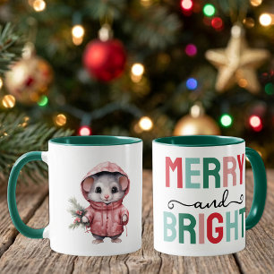 Cute mouse christmas merry and bright mug