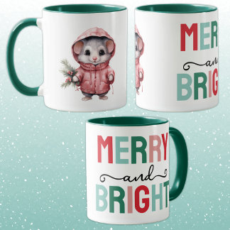 Cute mouse christmas merry and bright mug
