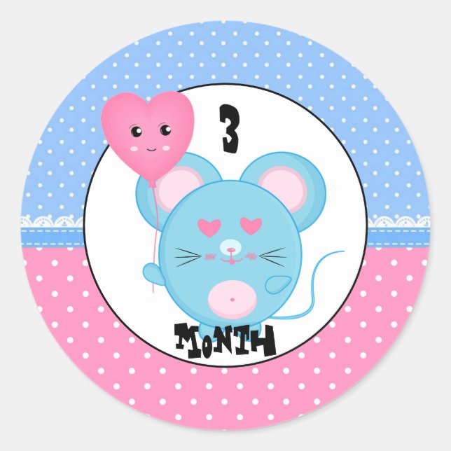 Cute Mouse Classic Round Sticker (Front)