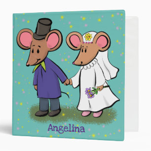 Cute mouse couple cartoon illustration binder