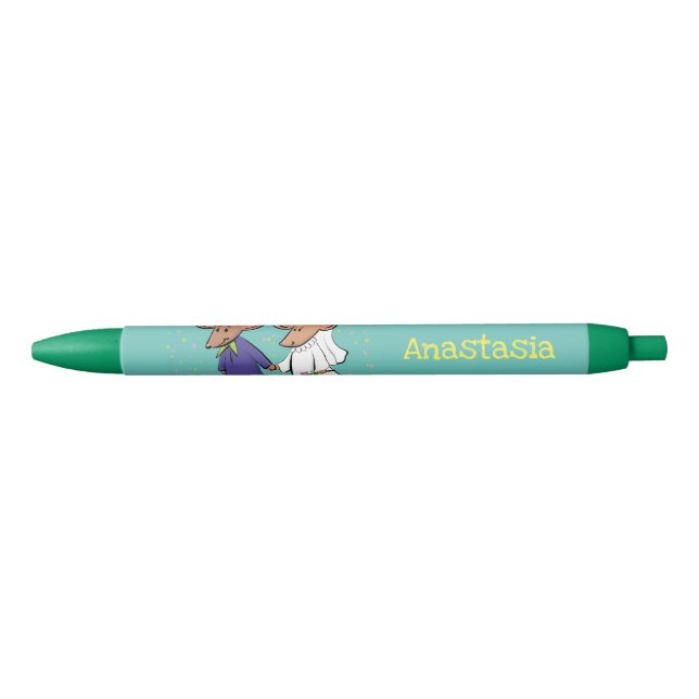 Cute mouse couple cartoon illustration black ink pen (Front)