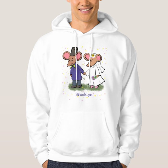 Cute mouse couple cartoon illustration hoodie (Front)