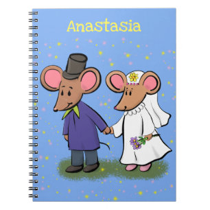 Cute mouse couple cartoon illustration notebook