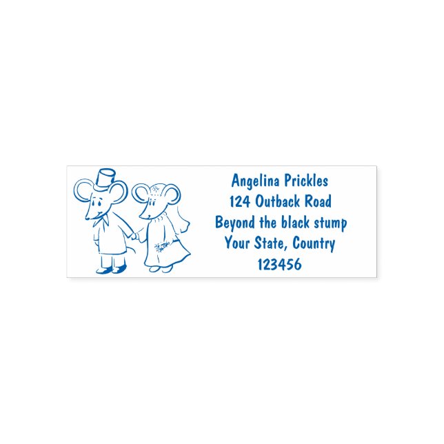 Cute mouse couple cartoon illustration self-inking stamp (Design)