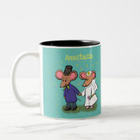 Cute mouse couple cartoon illustration