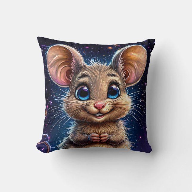 🐭 Cute Mouse Cozy Room Decor Gift ✨ Throw Pillow (Front)
