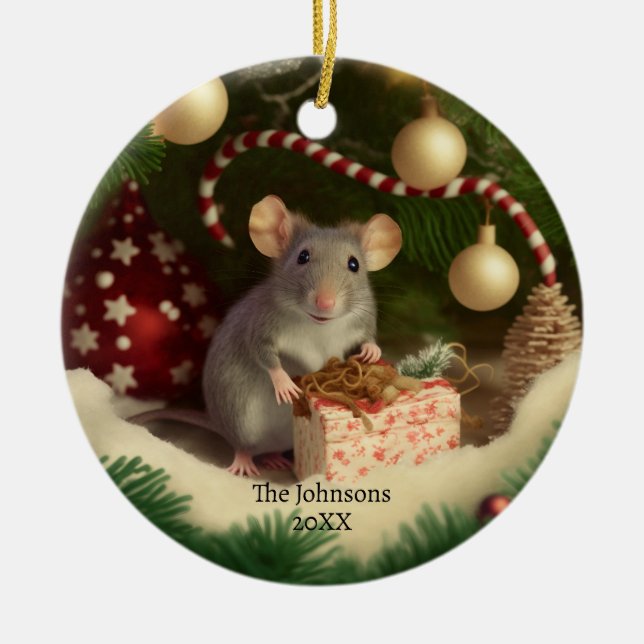 Cute Mouse custom text/textless Metal Ornament (Front)